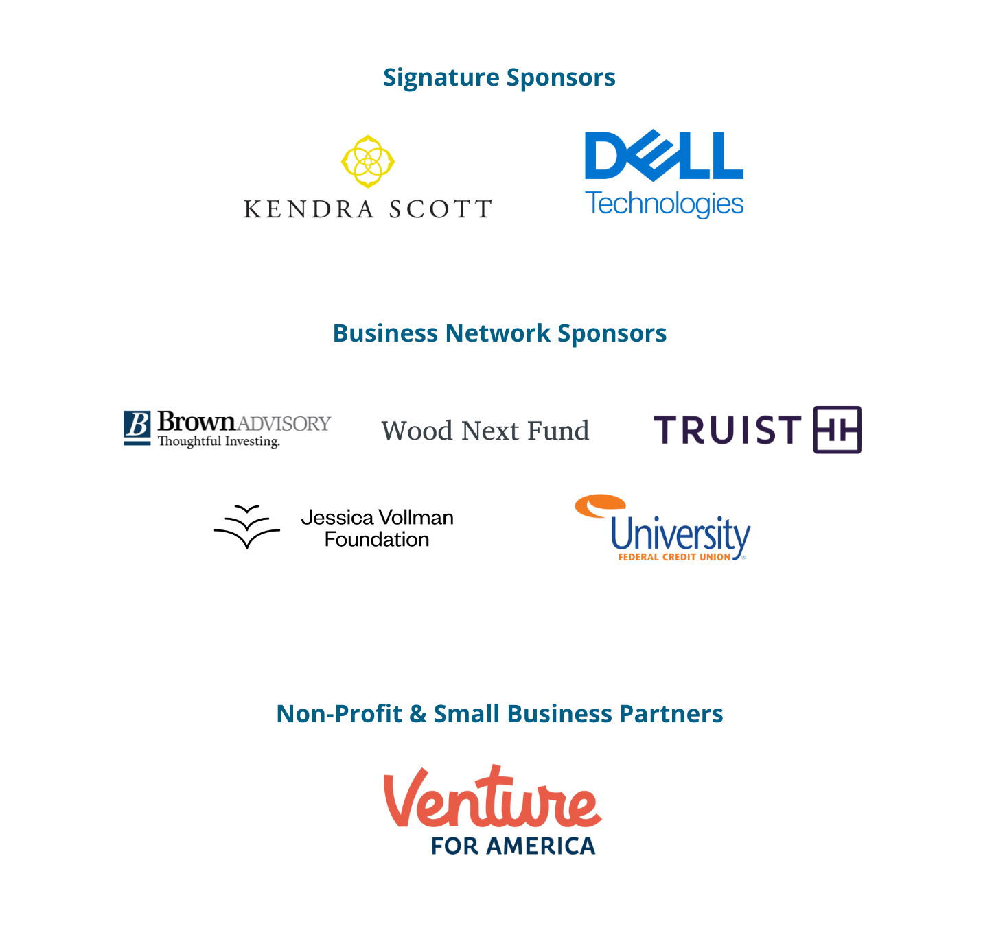 KS WELI Signature Sponsors, Business Network Sponsors, and Non-Profit and Small Business Sponsors