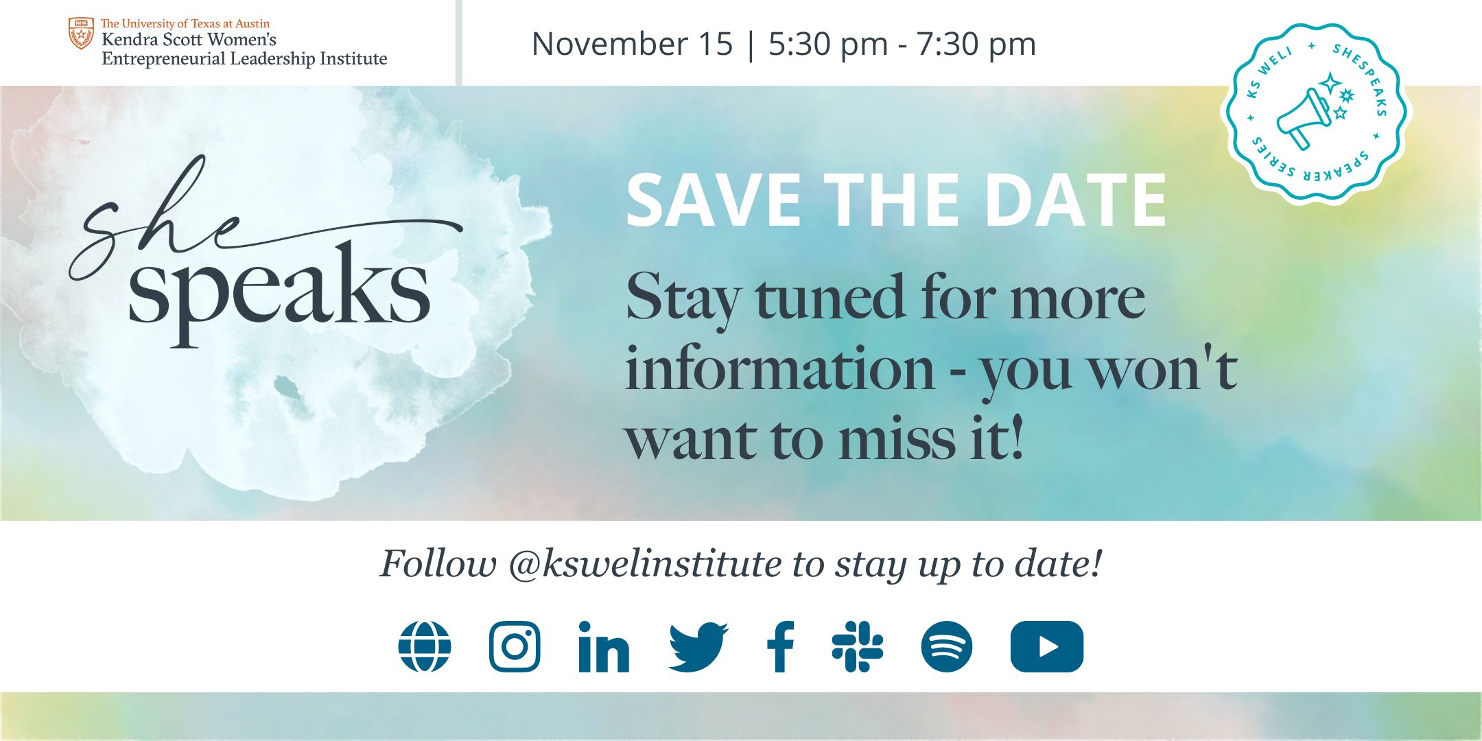 SHEspeaks Save the Date