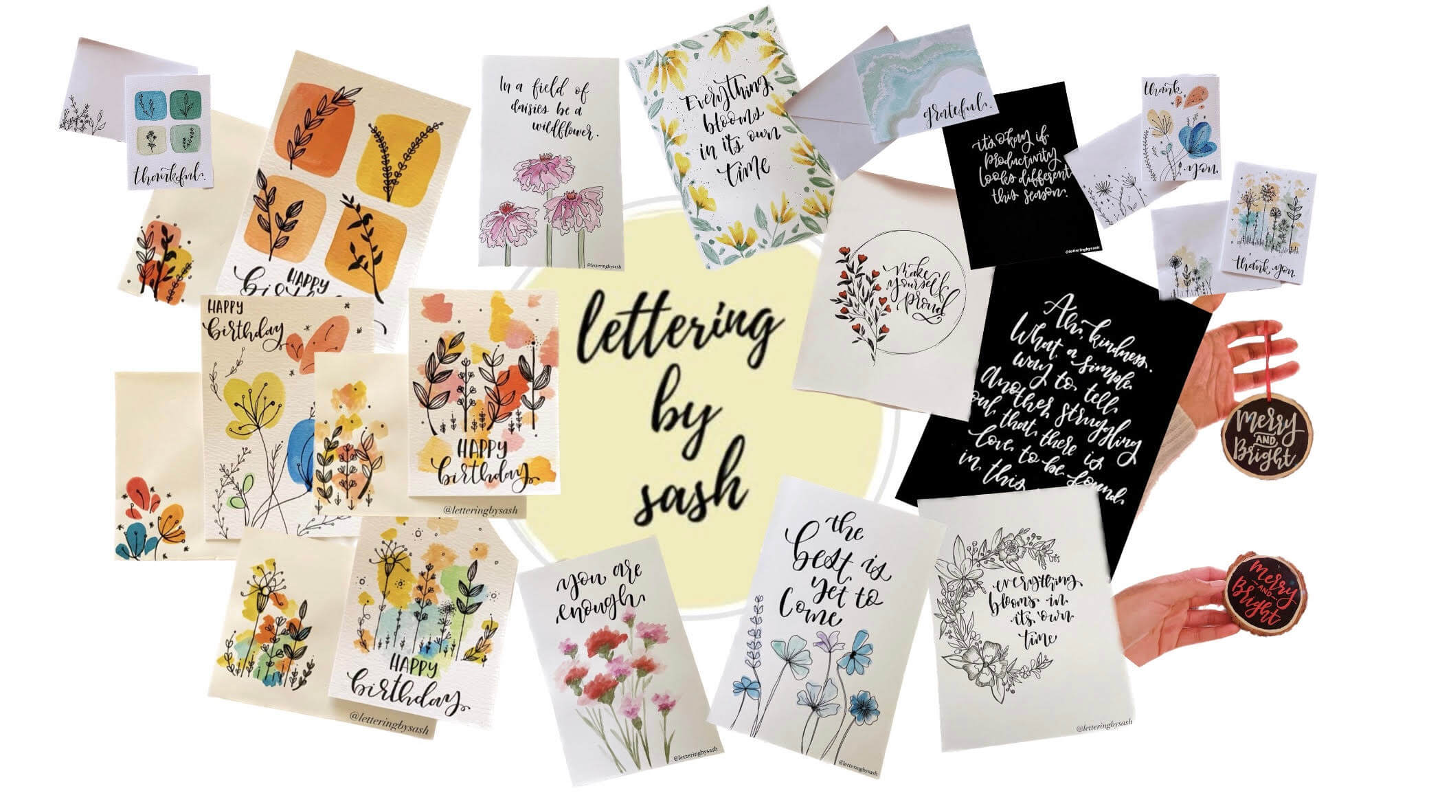 Samples of cards designed by Sasha Kadamba